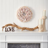 16” Hydrangea Artificial Wreath Pink & White Shades-Parc Decor