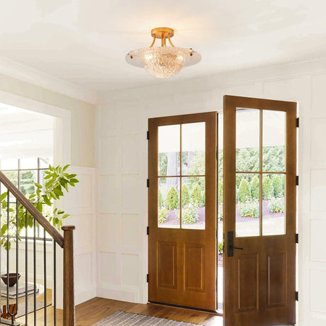 16 Inch Page 3-Light Vintage Golden Semi-Flush Mount Ceiling Light-Parc Decor