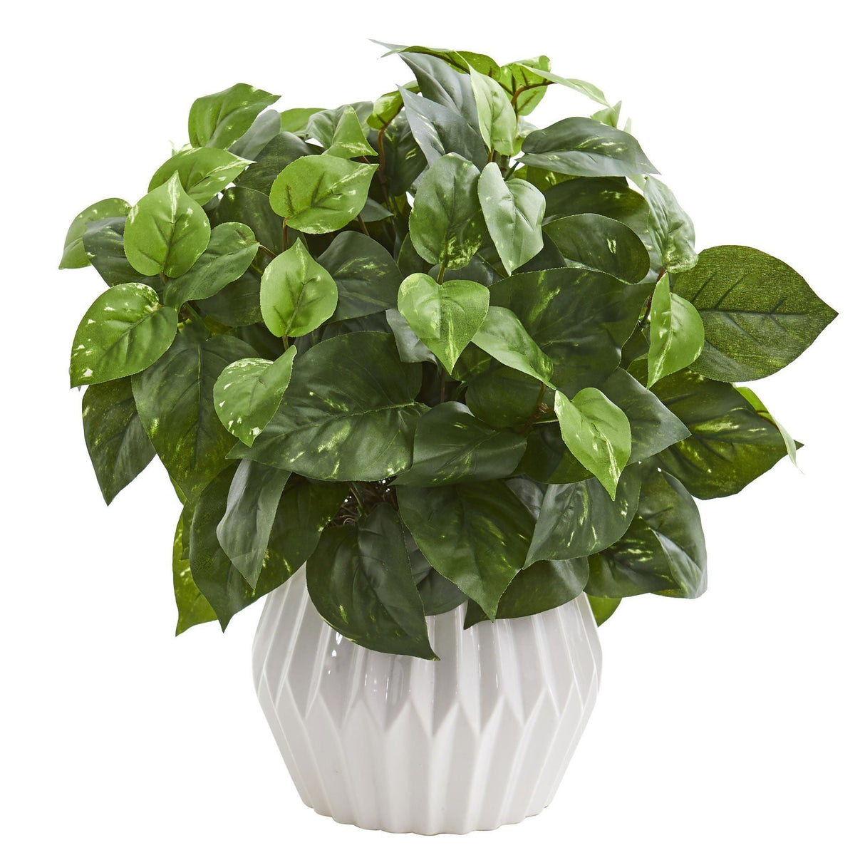 16’’ Pothos Artificial Plant in White Ceramic Vase-Parc Decor