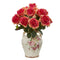 16” Rose Artificial Arrangement in Flower Print Jar-Parc Decor