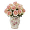 16” Rose Artificial Arrangement in Flower Print Jar-Parc Decor