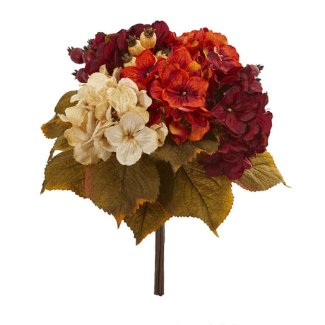 16” Autumn Hydrangea Berry Bouquet Artificial Flower (Set of 2)-Stem-Parc Decor