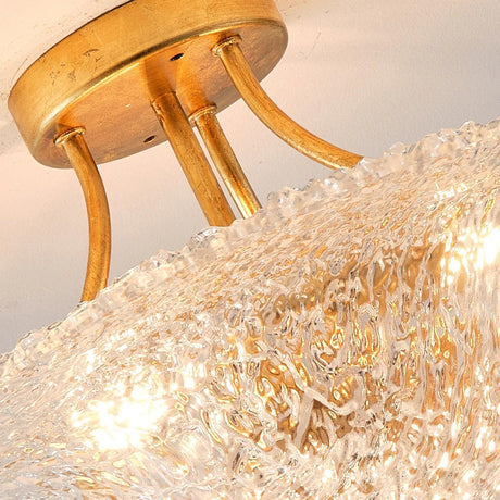 16 Inch Page 3-Light Vintage Golden Semi-Flush Mount Ceiling Light