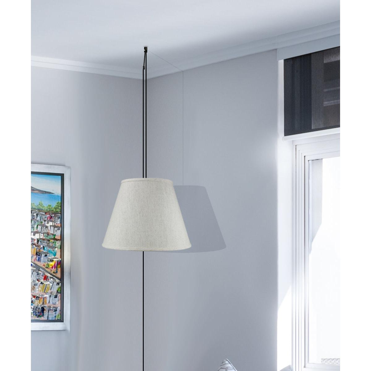 16"W 1 Light Swag Plug-In Pendant Textured Oatmeal Shade Black Cord