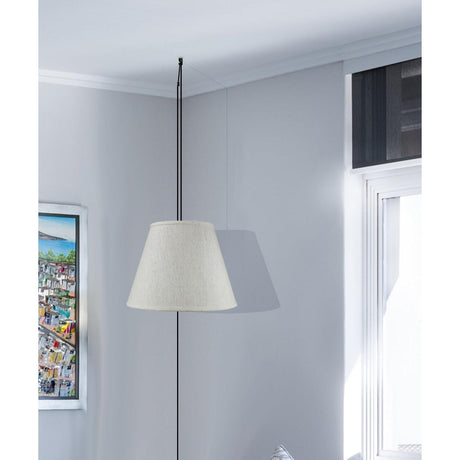16"W 1 Light Swag Plug-In Pendant Textured Oatmeal Shade Black Cord