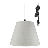 16"W 1 Light Swag Plug-In Pendant Textured Oatmeal Shade Black Cord