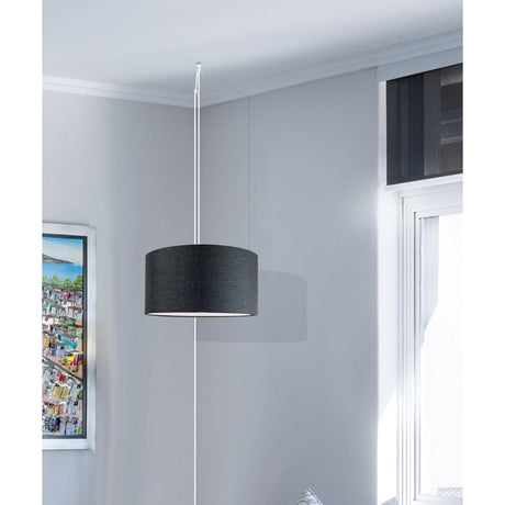 16"W 2 Light Swag Plug-In Pendant Granite Gray with Diffuser White Cord