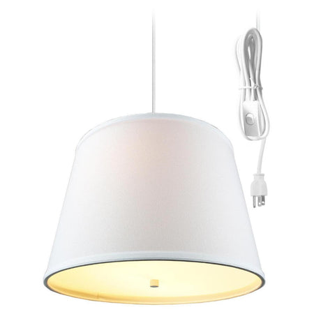 16"W 2 Light Swag Plug-In Pendant White with Diffuser White Cord-Parc Decor
