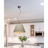 16"W Gold-laced Cafe Pendant Light with Textured Oatmeal Slotted Pendant Empire Shade and Diffuser