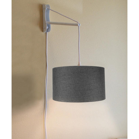 16"W MAST Plug-In Wall Mount Pendant 2 Light White Cord/Arm with Diffuser Granite Gray Shade