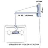 16"W MAST Plug-In Wall Mount Pendant 2 Light White Cord/Arm with Diffuser Granite Gray Shade