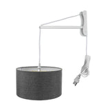 16"W MAST Plug-In Wall Mount Pendant 2 Light White Cord/Arm with Diffuser Granite Gray Shade