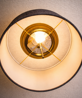 16"W Moderne Flush Mount Conversion Kit Granite Gray Burlap Hardback Drum Lampshade
