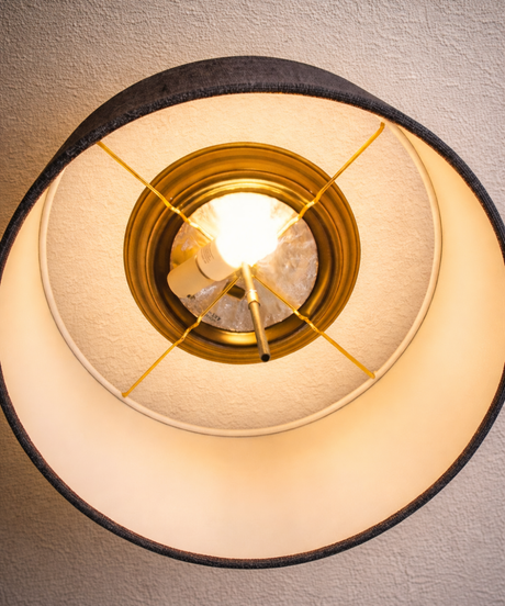 16"W Moderne Flush Mount Conversion Kit Granite Gray Burlap Hardback Drum Lampshade