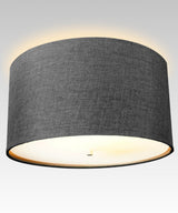 16"W Moderne Flush Mount Conversion Kit Granite Gray Burlap Hardback Drum Lampshade