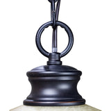 16"W Plug In Swag Amber Glass Pendant Light Bronze Finish
