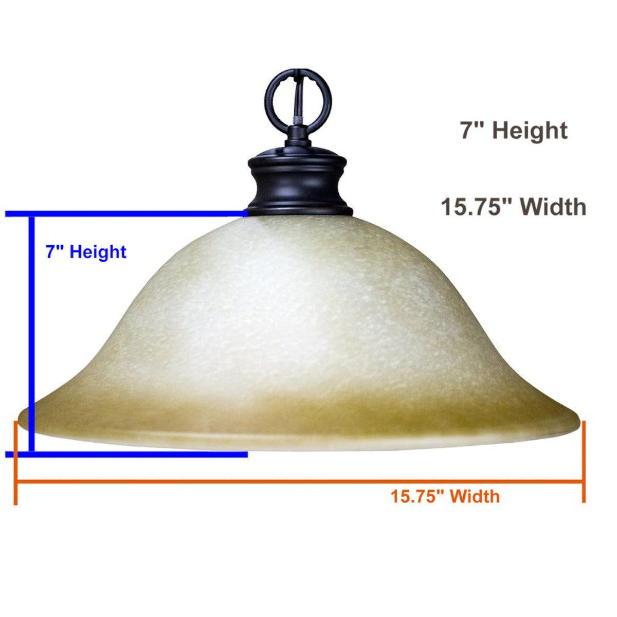 16"W Plug In Swag Amber Glass Pendant Light Bronze Finish-Pendant-Parc Decor