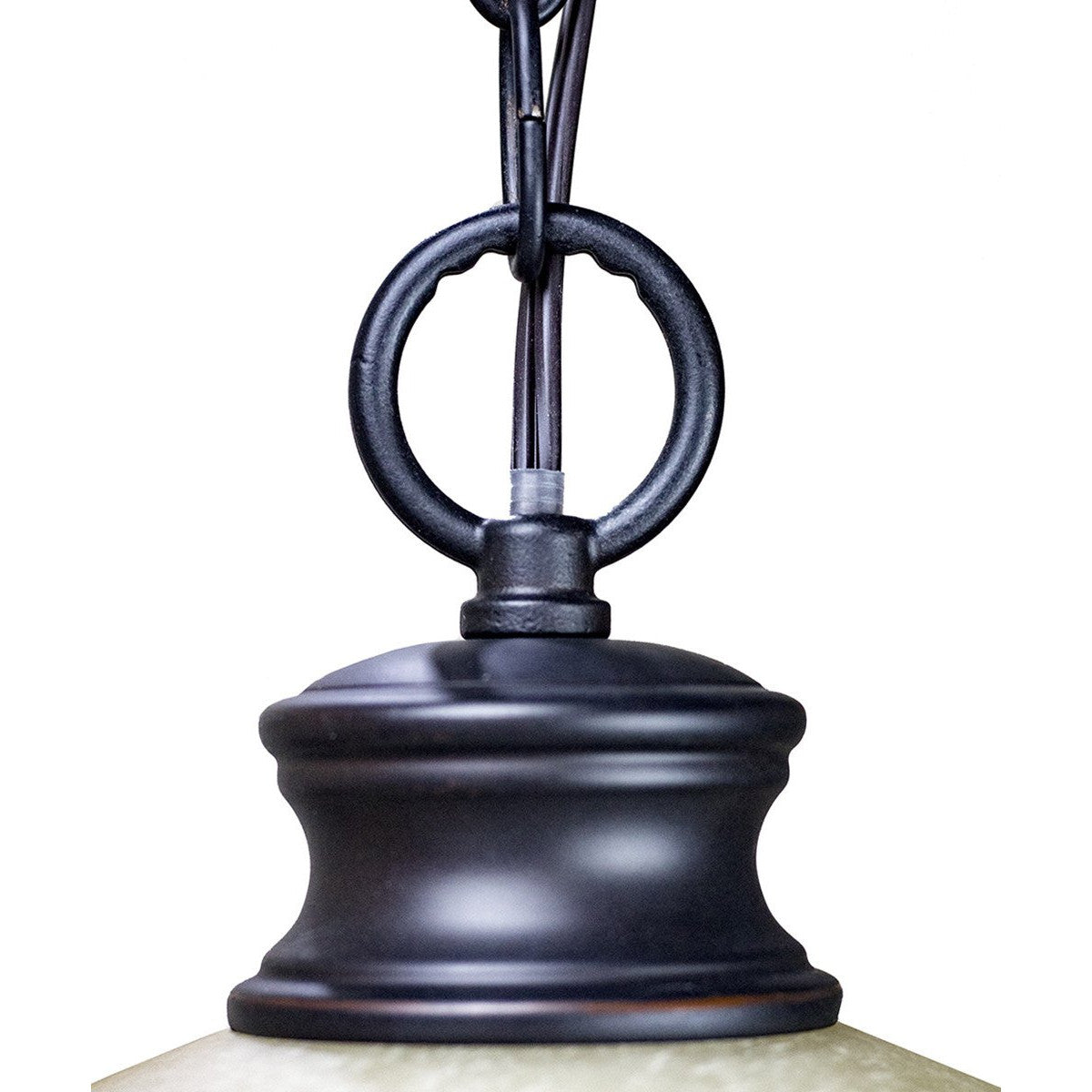 16"W Plug In Swag Amber Glass Pendant Light Bronze Finish-Pendant-Parc Decor