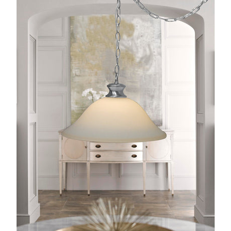 16"W Plug In Swag Milky White Glass Pendant Light Polished Nickel Finish