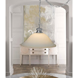 16"W Plug In Swag Milky White Glass Pendant Light Polished Nickel Finish-Pendant-Parc Decor