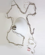 16"W Plug In Swag Milky White Glass Pendant Light Polished Nickel Finish-Pendant-Parc Decor