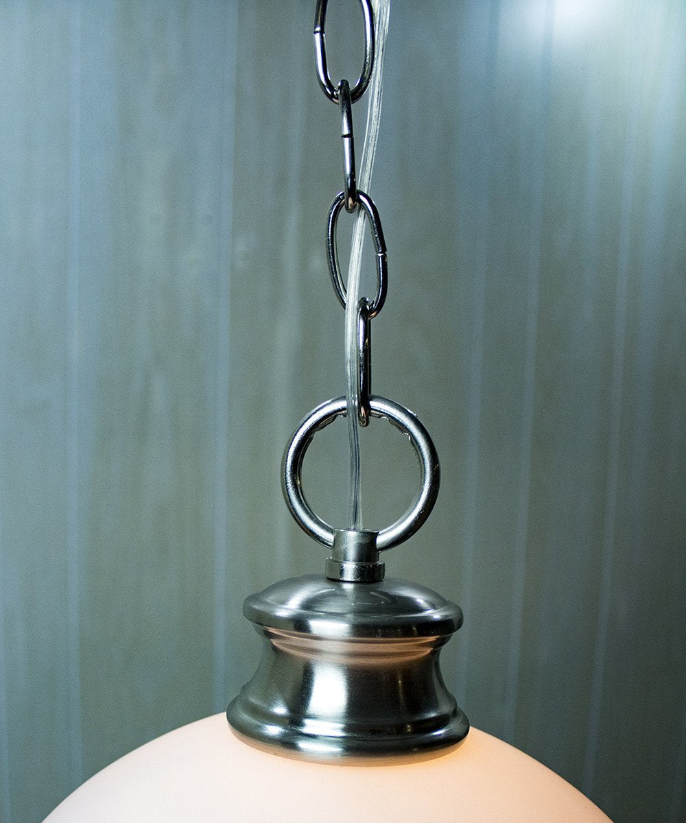 16"W Plug In Swag Milky White Glass Pendant Light Polished Nickel Finish-Pendant-Parc Decor