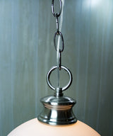 16"W Plug In Swag Milky White Glass Pendant Light Polished Nickel Finish-Pendant-Parc Decor