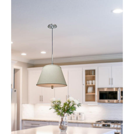 16"W Satin Nickel Pendant Light with Empire Textured Oatmeal Slotted Pendant Shade and Diffuser