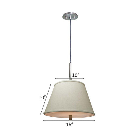 16"W Satin Nickel Pendant Light with Empire Textured Oatmeal Slotted Pendant Shade and Diffuser-Pendant-Parc Decor