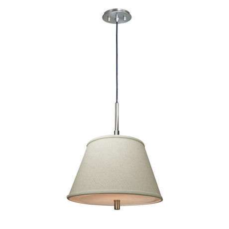 16"W Satin Nickel Pendant Light with Empire Textured Oatmeal Slotted Pendant Shade and Diffuser-Pendant-Parc Decor