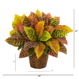 17” Garden Croton Artificial Plant in Basket (Real Touch)-Parc Decor