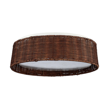 17" Traditional Brown Rattan Flush Mount Lighting with LED-Parc Decor