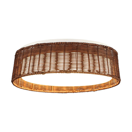17" Traditional Brown Rattan Flush Mount Lighting with LED-Parc Decor