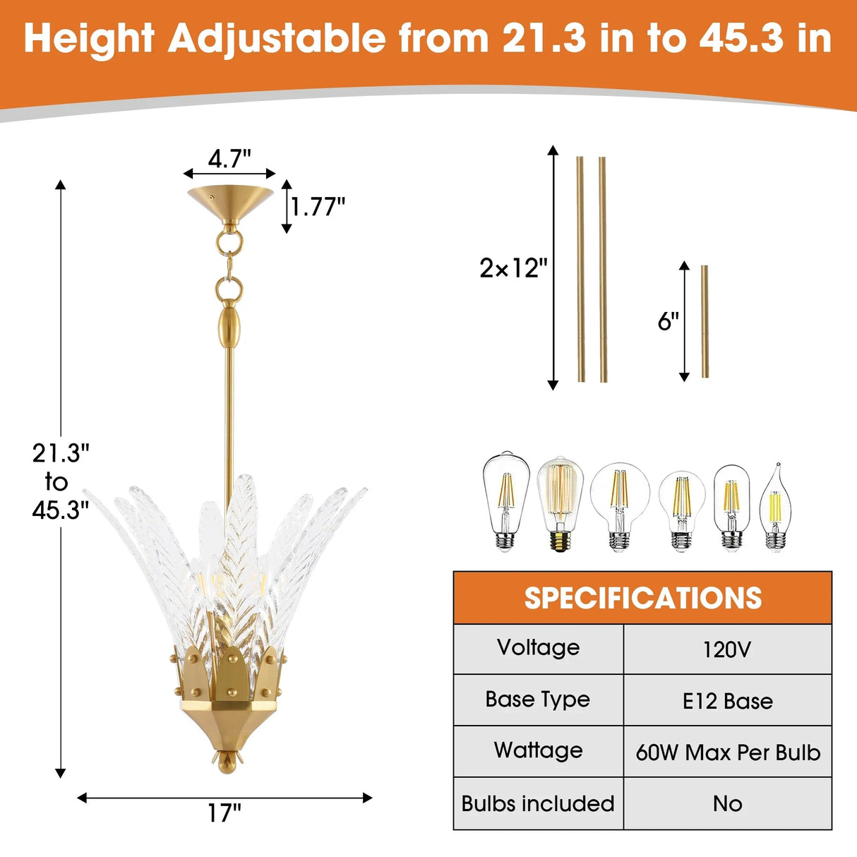 17 Inch Vito 3-Light Feather-shaped Island Pendant Light