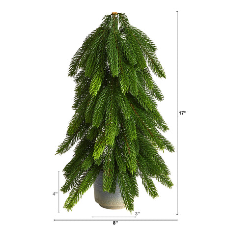 17” Pine Artificial Christmas Tree in Decorative Planter-Christmas Tree-Parc Decor