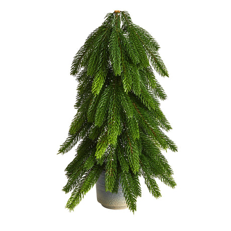 17” Pine Artificial Christmas Tree in Decorative Planter-Christmas Tree-Parc Decor