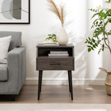 18" 1-Drawer Contemporary Side Table with Open Storage-Occasional-Parc Decor