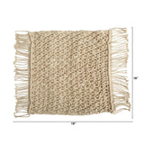 18” BOHO Fringed Woven Macrame Decorative Pillow Cover-Parc Decor
