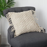 18” BOHO Fringed Woven Macrame Decorative Pillow Cover-Parc Decor