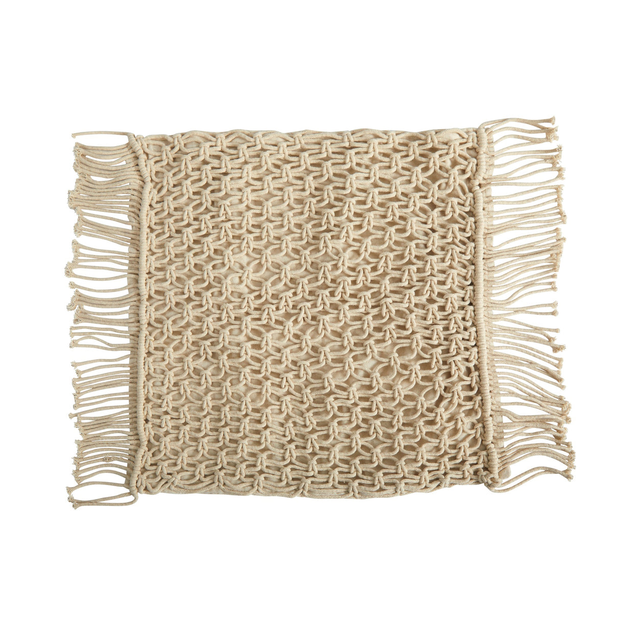 18” BOHO Fringed Woven Macrame Decorative Pillow Cover-Parc Decor