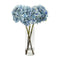 18” Blue Hydrangea Faux Flower Arrangement in Cylinder Glass Vase-Parc Decor