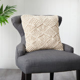 18” Boho Cross Woven Macrame Decorative Pillow Cover-Parc Decor