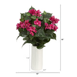 18” Bougainvillea Artificial Plant in White Planter-Parc Decor