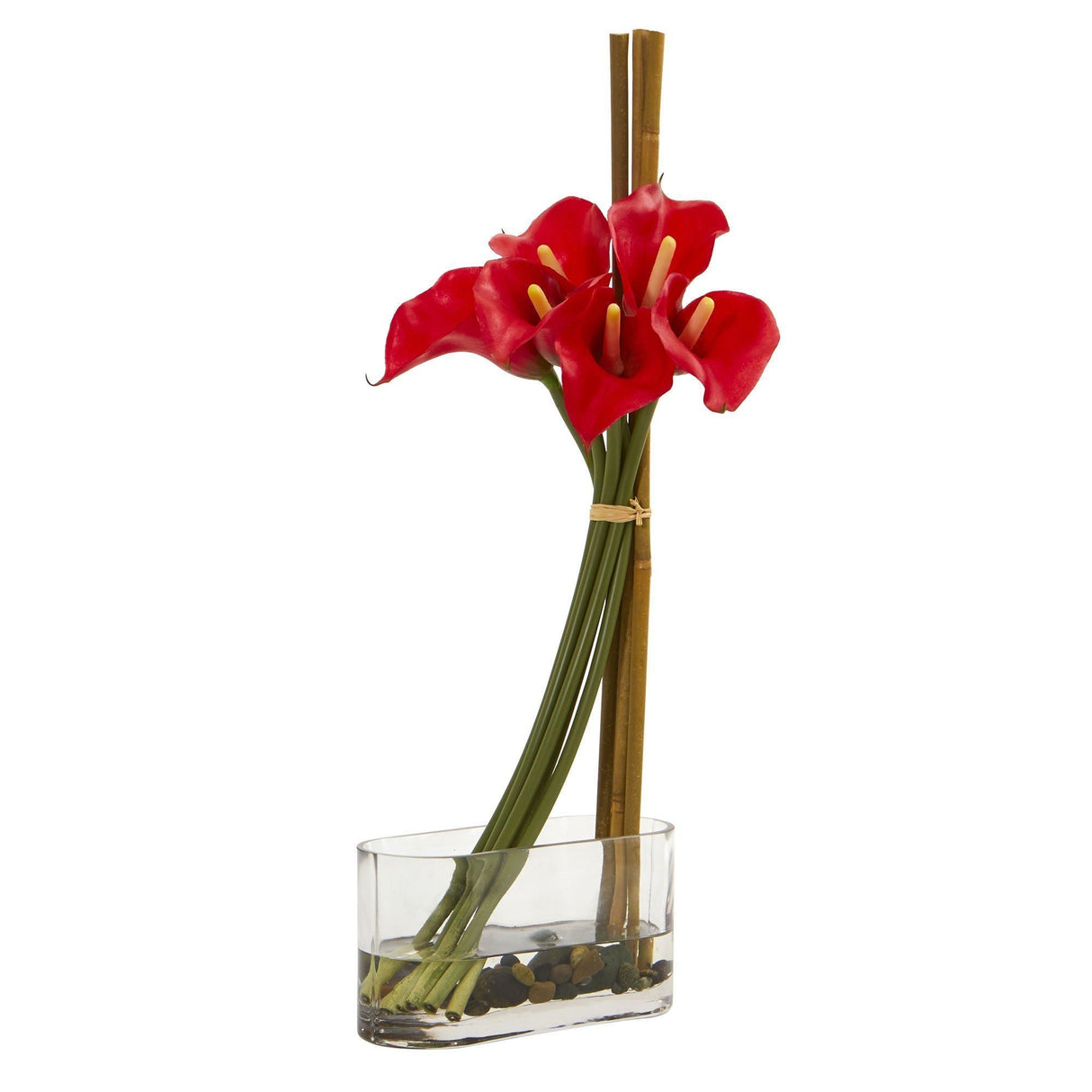 18” Calla Lily with Bamboo Artificial Arrangement-Parc Decor