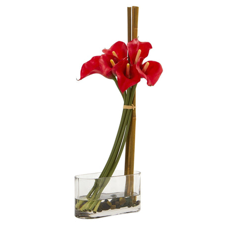 18” Calla Lily with Bamboo Artificial Arrangement-Parc Decor