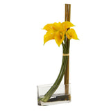 18” Calla Lily with Bamboo Artificial Arrangement-Parc Decor