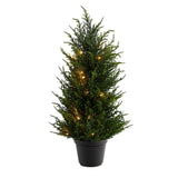 18” Cedar Artificial Tree with LED Lights UV Resistant (Indoor/Outdoor)-Parc Decor