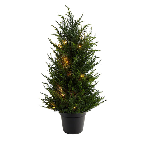 18” Cedar Artificial Tree with LED Lights UV Resistant (Indoor/Outdoor)-Parc Decor