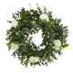 18” Eucalyptus and Camellia Double Ring Artificial Wreath with Twig Base-Parc Decor