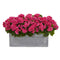 18” Geranium Artificial Plant in Stone Planter UV Resistant (Indoor/Outdoor)-Parc Decor